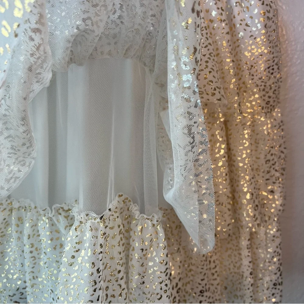 NWT CHILDRENS PLACE  Toddler WHITE/GOLD PRINCESS SPARKLE DRESS Large 10/12‎